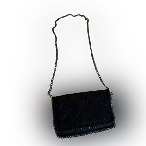 Black Quilted Chain Crossbody Bag